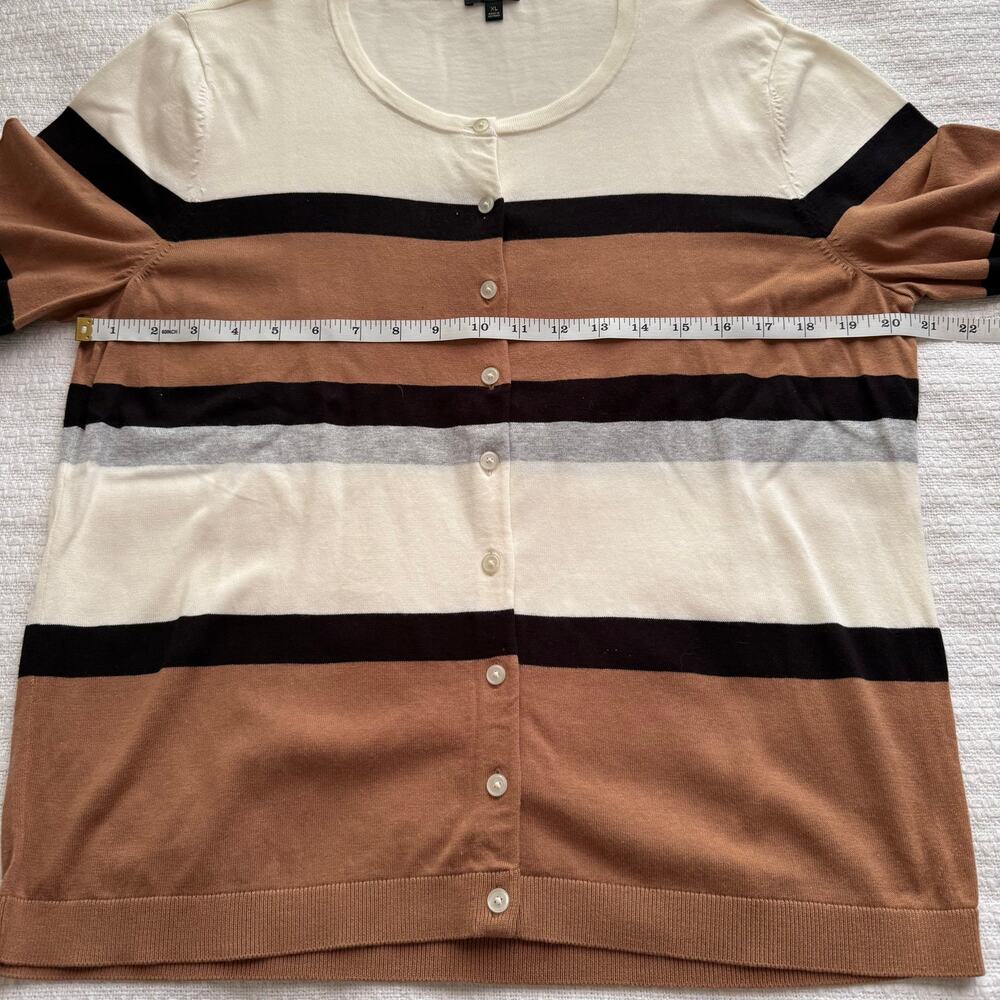 XL Talbots Multicolor Stripe 3/4 Sleeve Cardigan - Picture 6 of 7